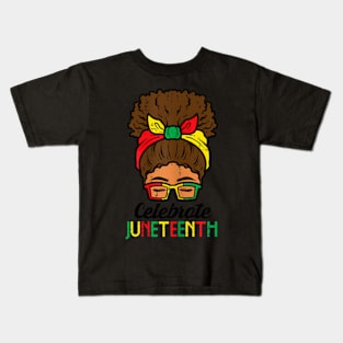 Celebrate Juneteenth Afro Woman African Women Girls Kids Kids T-Shirt